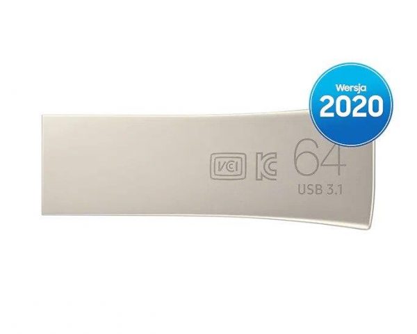 Pendrive Samsung BAR Plus 2020 64GB USB 3.1 Flash Drive 300 MB/s Champaign Silver 8801643229382  - Incom Group
