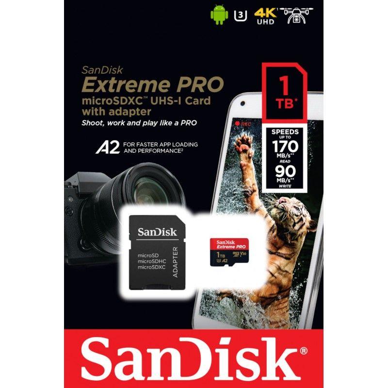 0619659173807 Karta pamięci microSDXC SanDisk EXTREME PRO 1TB 170/90 MB/s A2 V30 UHS-I U3 + Adapter  - Incom Group
