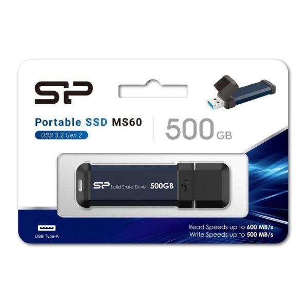 Dysk zewnętrzny SSD Silicon Power MS60 500GB USB 3.2 Gen2 600/500 MB/s Niebieski  - Incom Group
 4713436155478