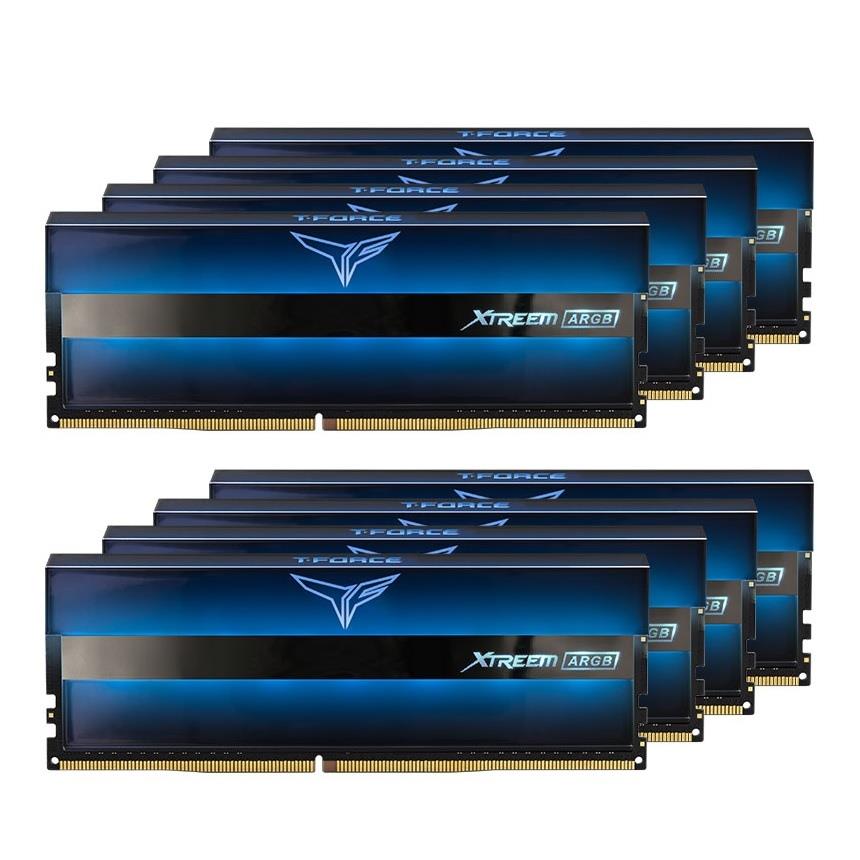 0765441656420  - Incom Group
 Pamięć DDR4 Team Group T-FORCE XTREEM ARGB 128GB (8x16GB) 3200MHz CL16 1,35V Niebieska