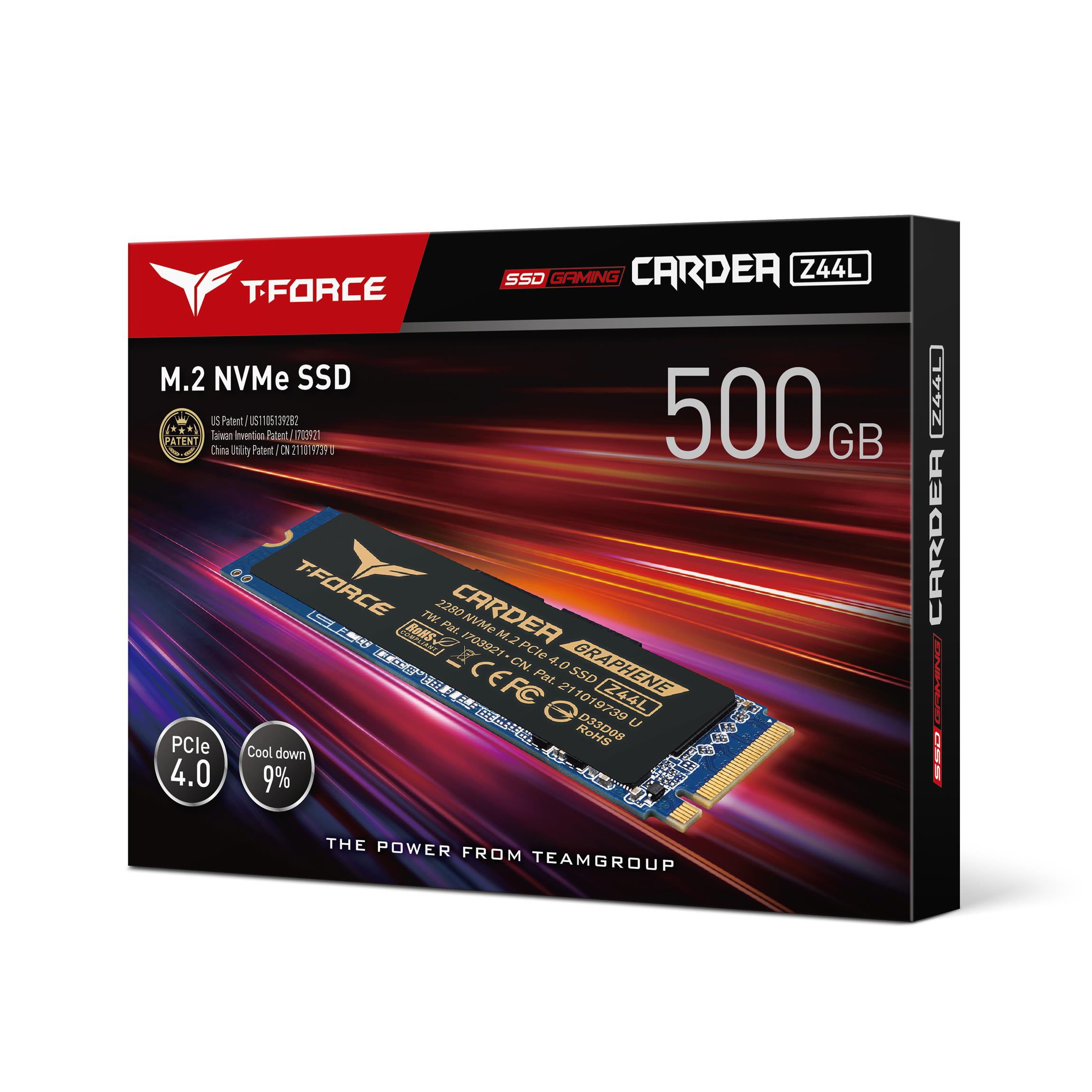 Dysk SSD Team Group T-FORCE Cardea Z44L 500GB M.2 PCIe NVMe Gen4 x4 (3300/2400) 0765441058316  - Incom Group
