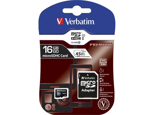 Karta pamięci MicroSDHC Verbatim 16GB Class 10 + adapter 0023942440826  - Incom Group
