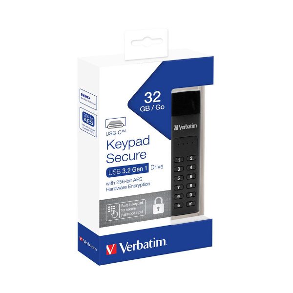 0023942494300 Pendrive Verbatim Keypad Secure 32GB USB-C 3.0 z klawiaturą  - Incom Group
