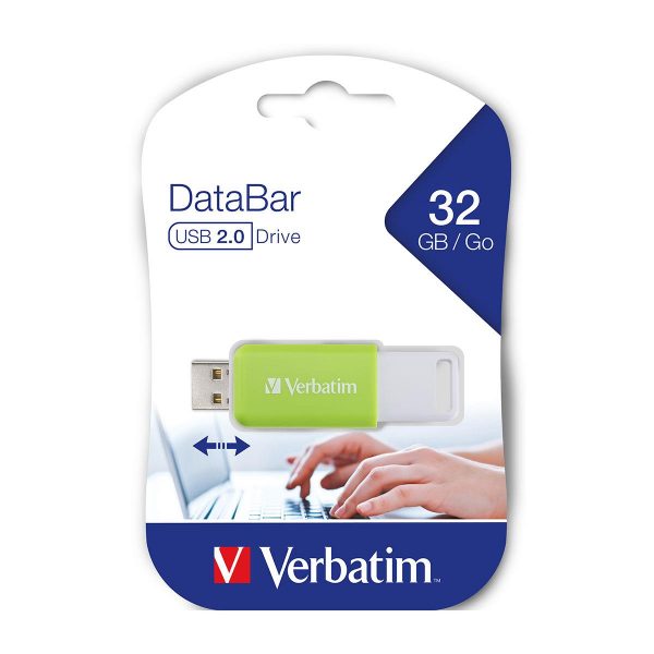 Pendrive Verbatim DataBar 32GB USB 2.0 Green 0023942494546  - Incom Group
