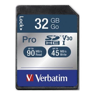 0023942470212 Karta pamięci SDHC Verbatim Pro U3 32GB (90/45 MB/s) Class 10 UHS-1 V30  - Incom Group
