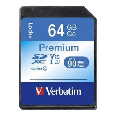 Karta pamięci SDXC Verbatim Premium U1 64GB (90 MB/s) Class 10 UHS-1 V10  - Incom Group
 0023942440246