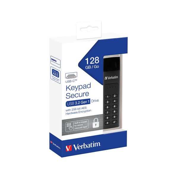 0023942494324  - Incom Group
 Pendrive Verbatim Keypad Secure 128GB USB-C 3.0 z klawiaturą