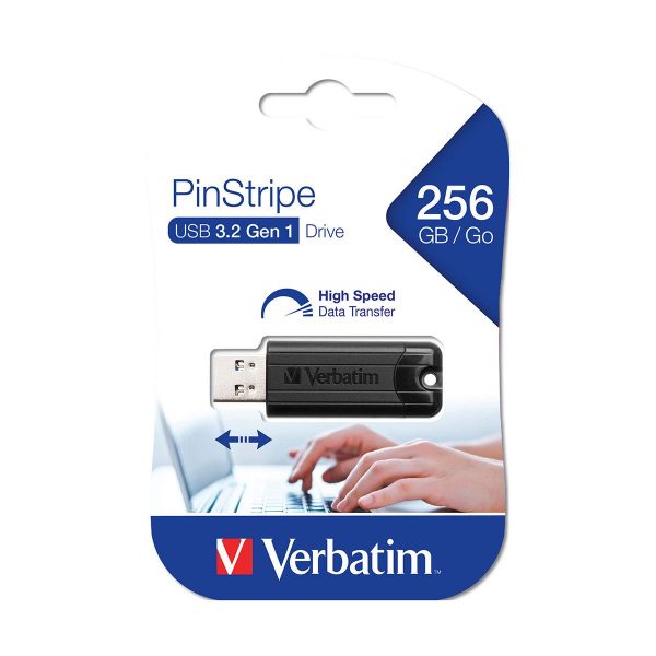 0023942493204  - Incom Group
 Pendrive Verbatim PinStripe 256GB USB 3.0 Black