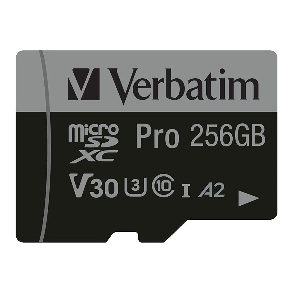 Karta pamięci Micro SDXC Verbatim Pro U3 256GB (100/90 MB/s) Class 10 U3 V30 + adapter 0023942470458  - Incom Group
