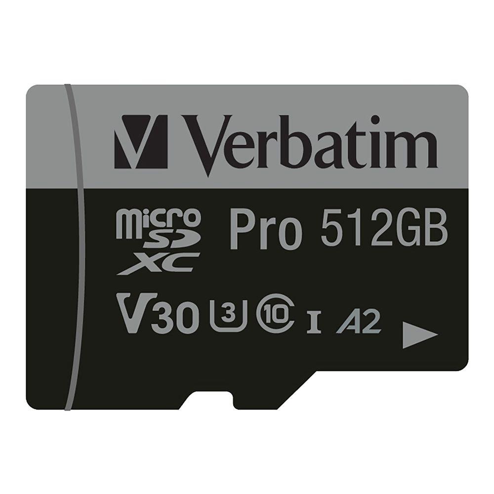  - Incom Group
 0023942470465 Karta pamięci Micro SDXC Verbatim Pro U3 512GB (100/90 MB/s) Class 10 U3 V30 + adapter