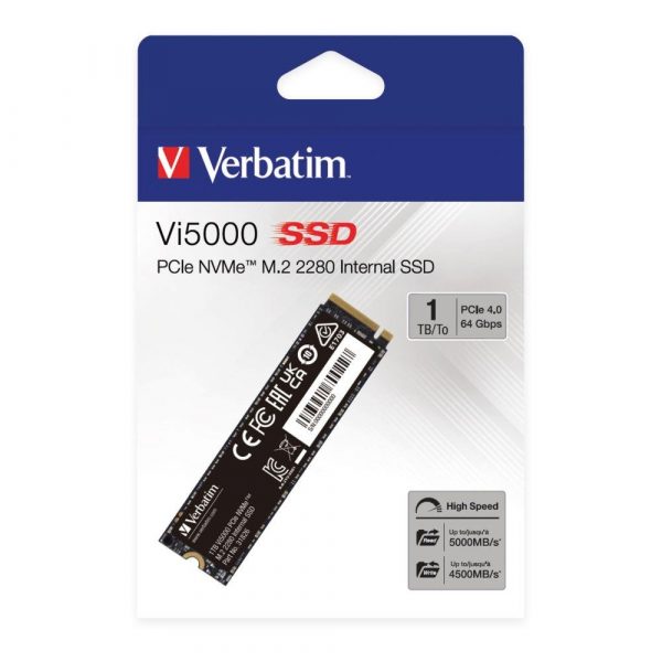 Dysk SSD Verbatim Vi5000 1TB M.2 PCIe Gen4 NVME 2280 (5000/4500 MB/s) 0023942318262  - Incom Group
