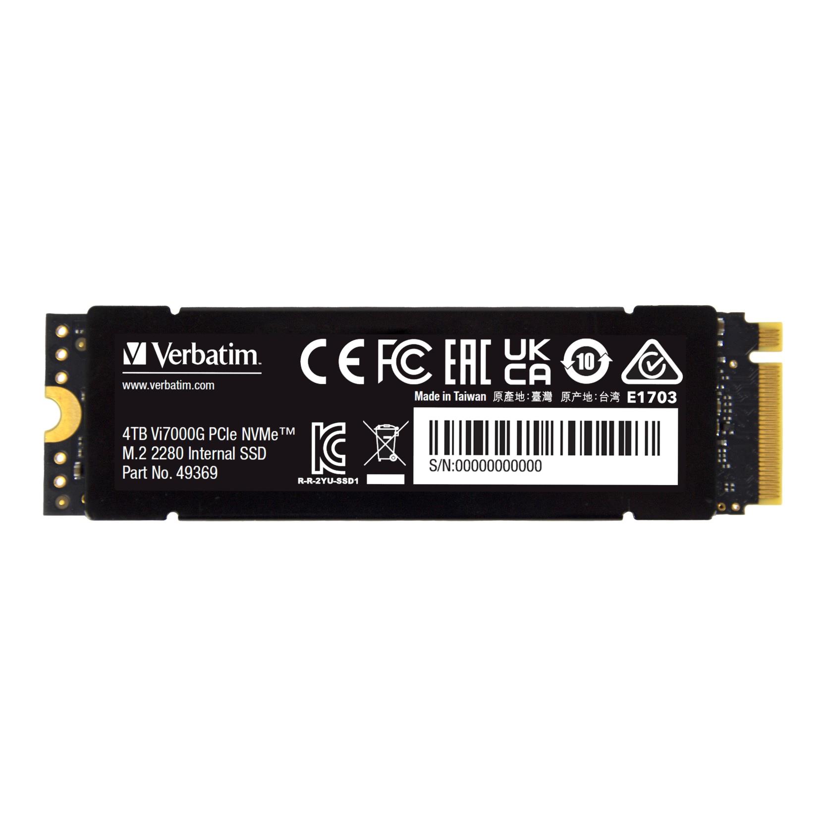 0023942493693 Dysk SSD Verbatim Vi7000G 4TB M.2 PCIe Gen4 NVME 2280 (7000/6400 MB/s)  - Incom Group
