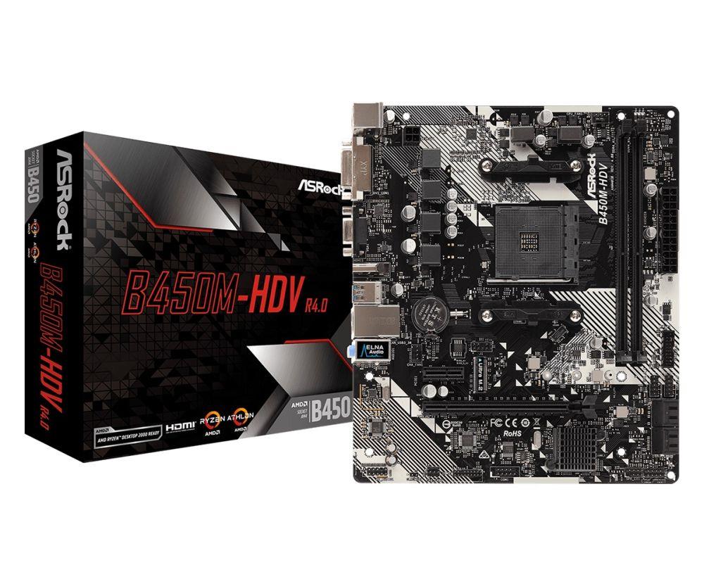  - Incom Group
 Płyta ASRock B450M-HDV R4.0 /AMD B450/DDR4/SATA3/M.2/USB3.0/PCIe3.0/AM4/mATX 4717677337617