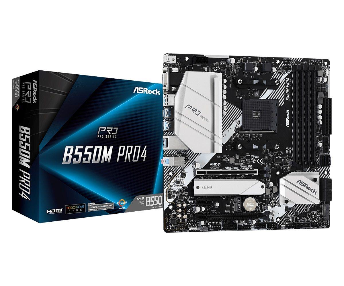 Płyta ASRock B550M Pro4/AMD B550/DDR4/SATA3/M.2/USB3.1/PCIe4.0/AM4/mATX 4710483931598  - Incom Group
