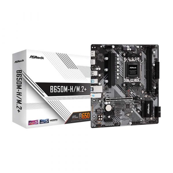 4710483943768 Płyta ASrock B650M-H/M.2+ /AMD B650/DDR5/SATA3/M.2/USB3.0/PCIe4.0/AM5/mATX  - Incom Group
