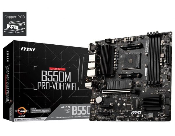 4719072733698 Płyta MSI B550M PRO-VDH WIFI /AMD B550/DDR4/SATA3/M.2/USB3.1/PCIe4.0/Wifi/BT/AM4/mATX  - Incom Group
