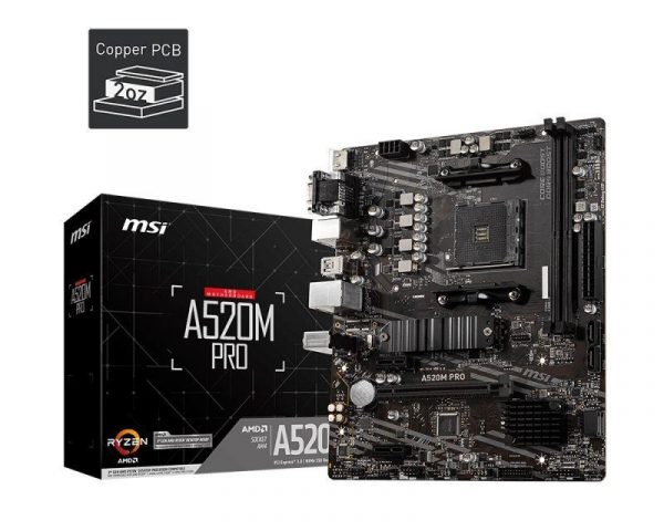 4719072755492 Płyta MSI A520M PRO /AMD A520/DDR4/SATA3/M.2/USB3.1/PCIe3.0/AM4/mATX  - Incom Group
