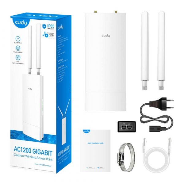 Access Point Cudy AP1300 Outdoor Wi-Fi 5 AC1200 1xLAN PoE 6971690792893  - Incom Group
