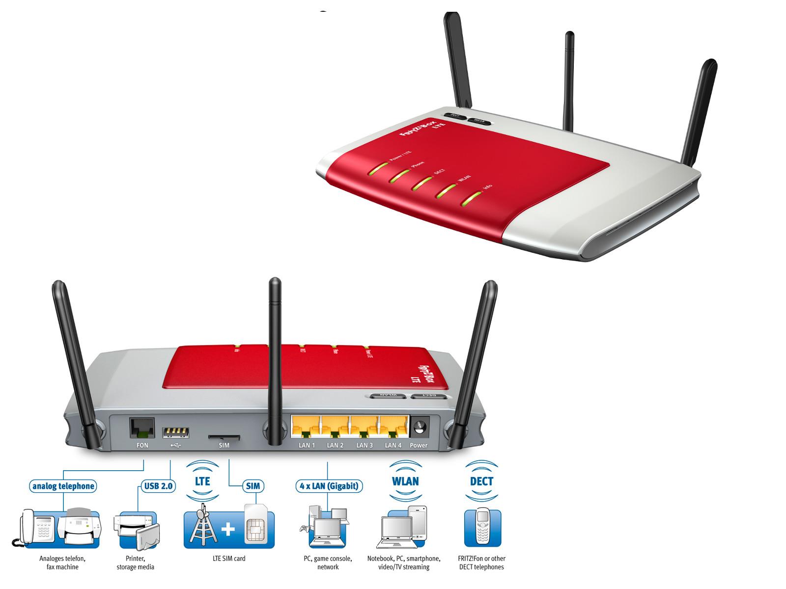 Router FRITZ! Box 6840 WiFi N300 PBX DECT Modem LTE Dual  - Incom Group
 4023125025570