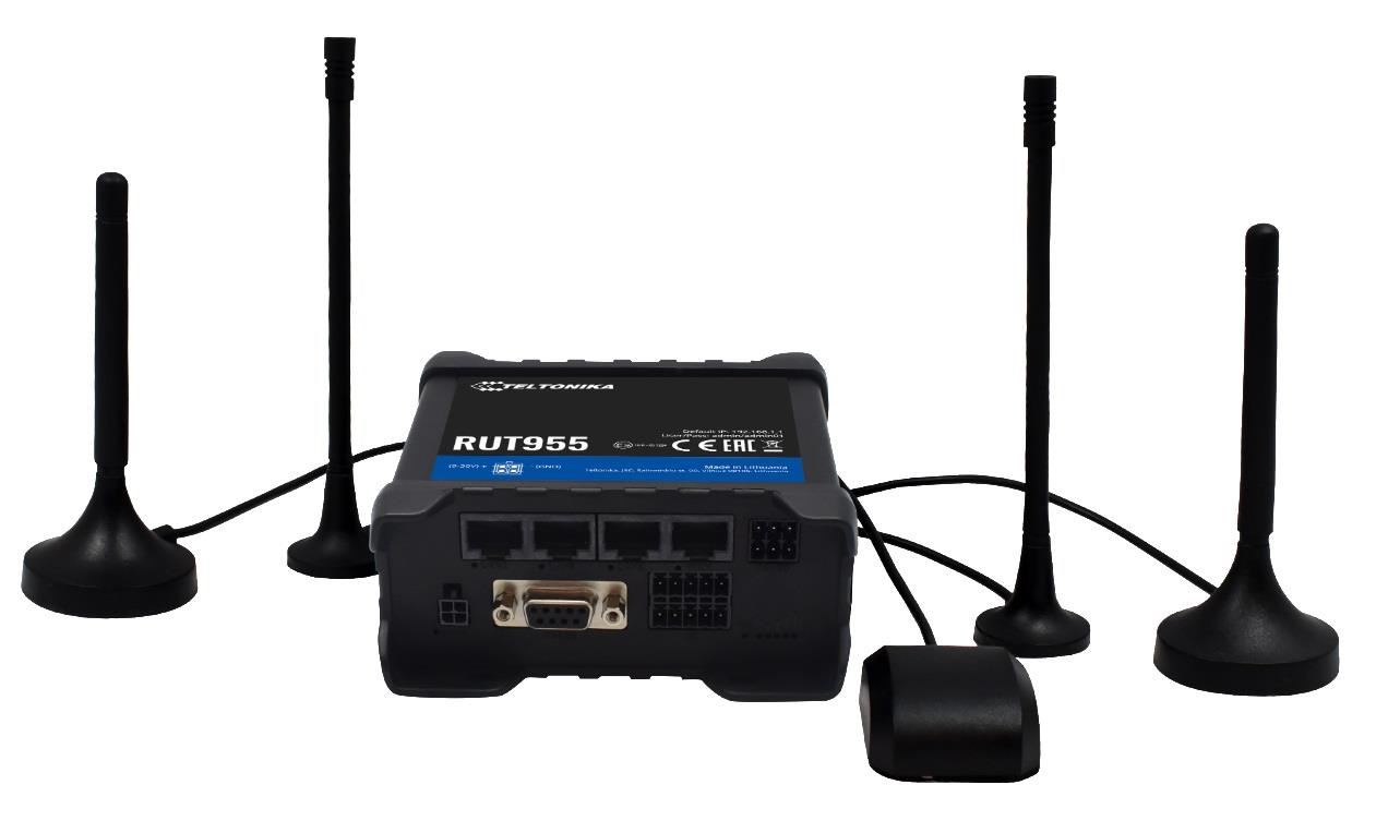 4779027311302 Router 4G LTE Teltonika RUT955, WiFi 802.11b/g/n, 2x SIM, 4x LAN/WAN 10/100 Mbps, GPS  - Incom Group
