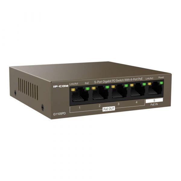 Switch niezarządzalny IP-COM By Tenda G1105PD 5x 1GbE PoE+  - Incom Group
 6932392828440