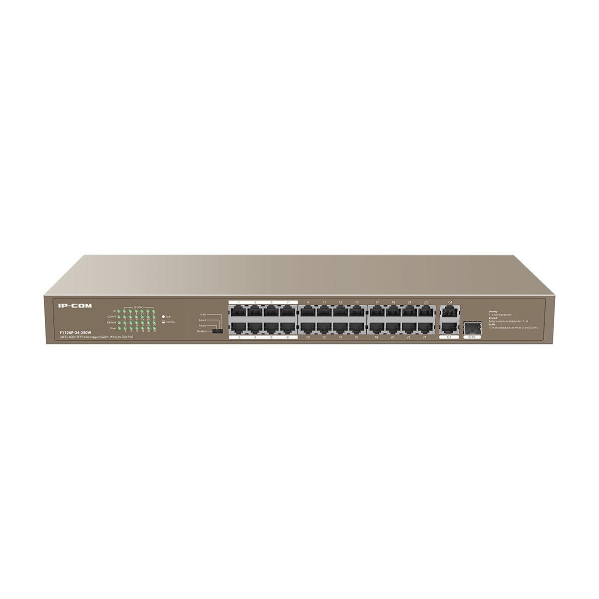  - Incom Group
 Switch niezarządzalny IP-COM By Tenda F1126P-24-250W 24x 10/100 Mb/s 2x1GbE Mb/s 250W 6932392831488