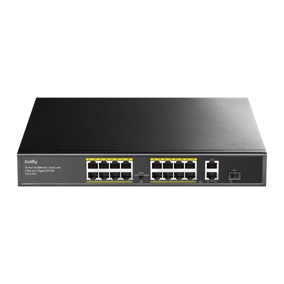 Switch niezarządzalny Cudy FS1018PS1 16x10/100Mbps with 2 GbE and 1 SFP Port, PoE+ 200W   - Incom Group
