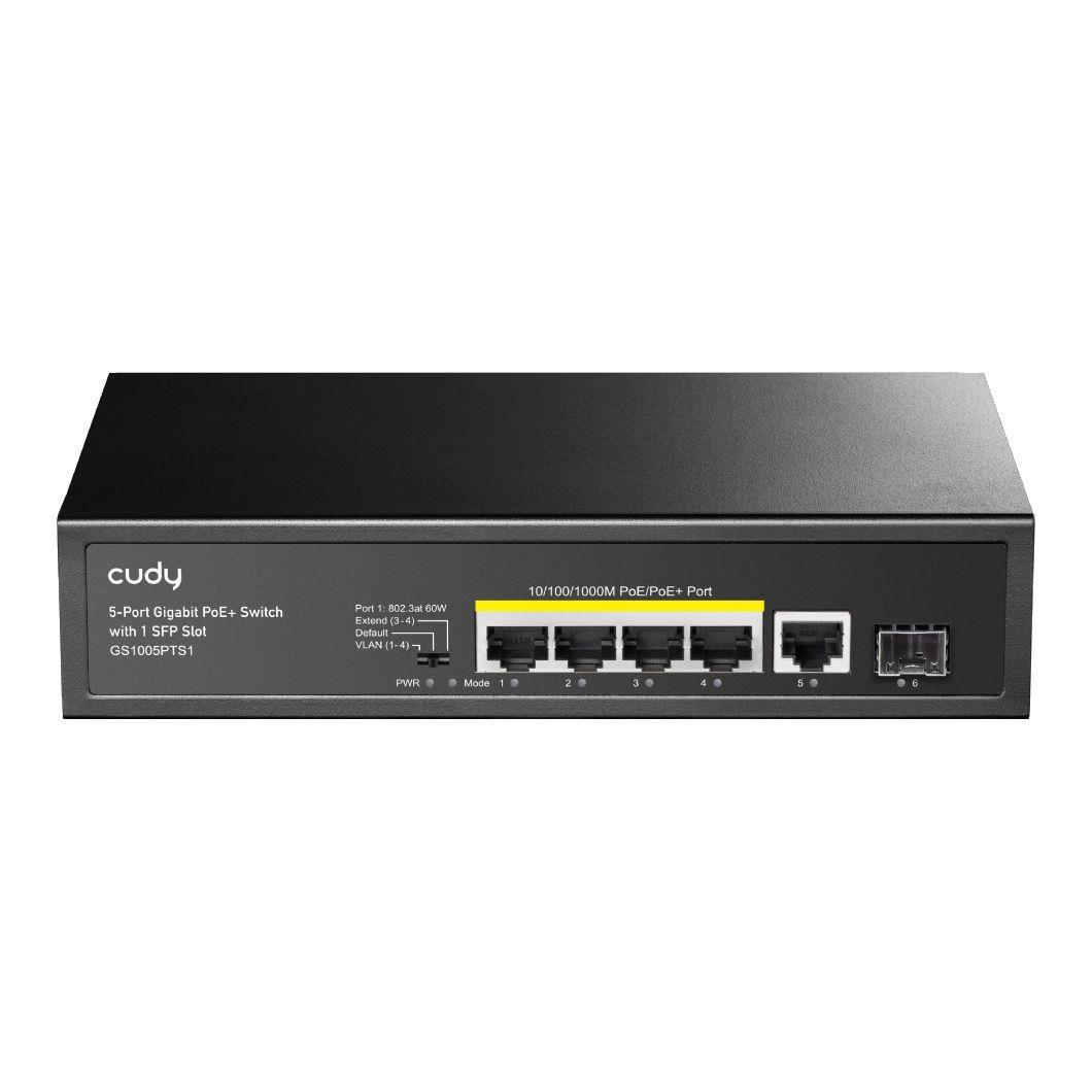  Switch niezarządzalny Cudy GS1005PTS1 4x10/100/1000Mbps POE+ 120W, 1x1000Mbps, 1xSFP  - Incom Group
