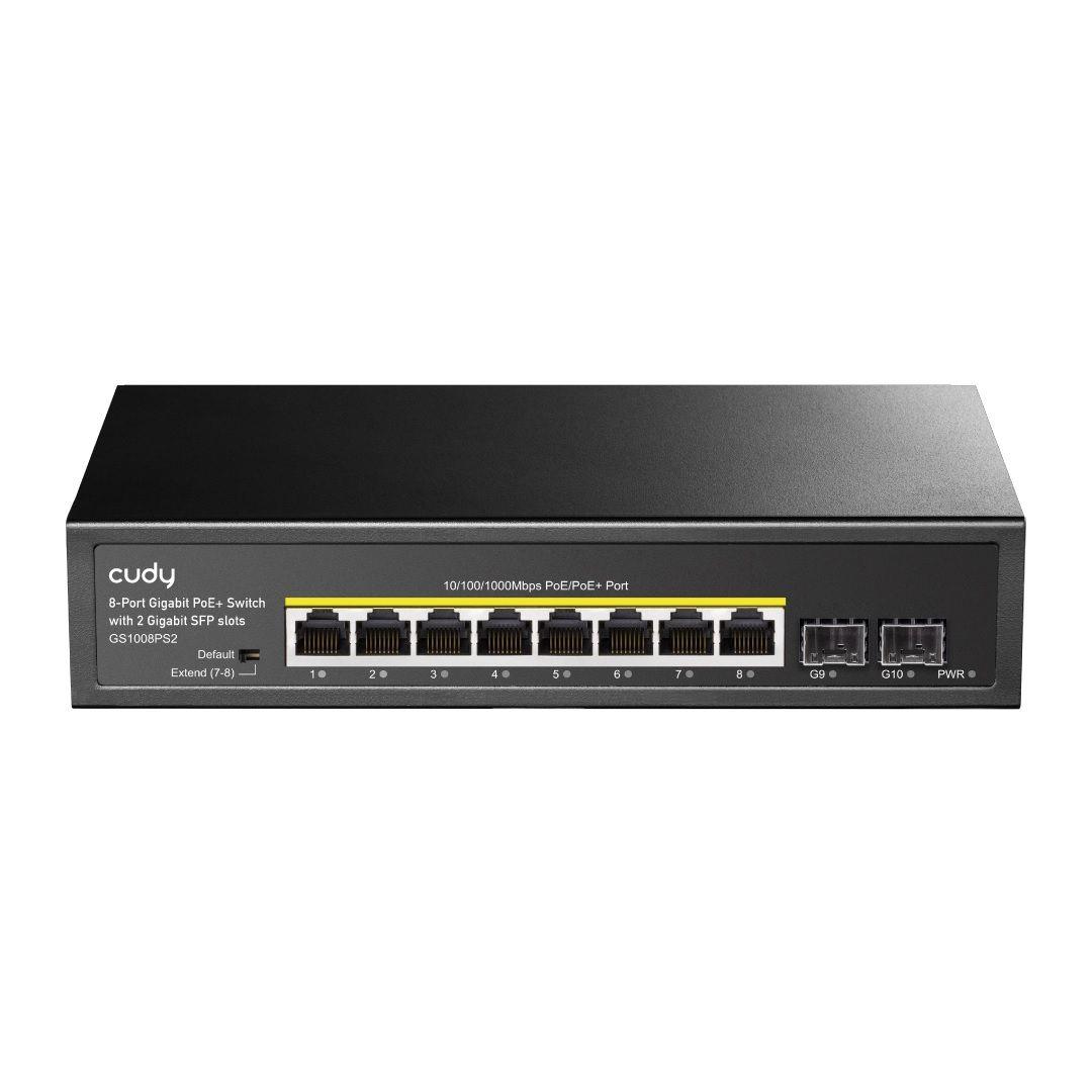 Switch niezarządzalny Cudy GS1008PS2 8x10/100/1000Mbps PoE+ 120W, 2xSFP   - Incom Group
