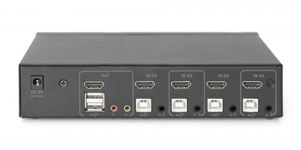 Przełącznik KVM DIGITUS 4 portowy HDMI, 4K 30Hz 4016032468639  - Incom Group
