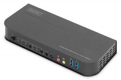 4016032466833 Przełącznik KVM DIGITUS 2 portowy DisplayPort do 1 port DP/HDMI 4K 60Hz 2xUSB audio  - Incom Group
