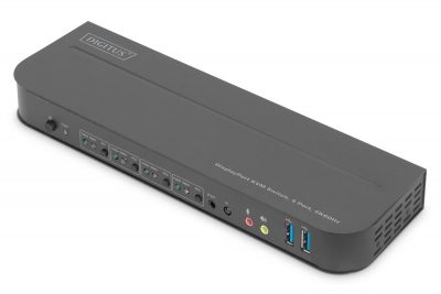 4016032475606  - Incom Group
 Przełącznik KVM DIGITUS 4 portowy DisplayPort do 1 port DP/HDMI 4K 60Hz 2xUSB, audio