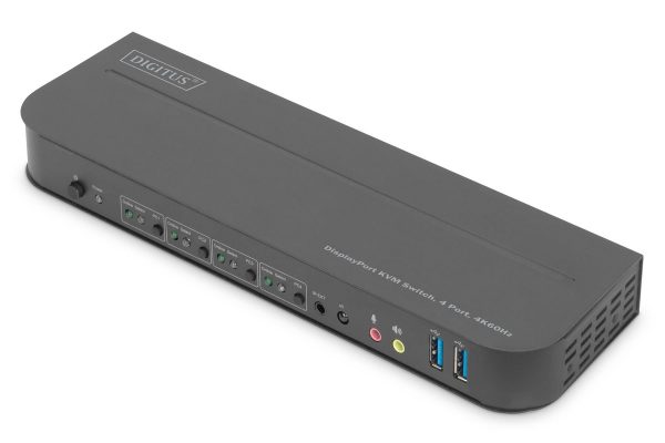 4016032475606 Przełącznik KVM DIGITUS 4 portowy DisplayPort do 1 port DP/HDMI 4K 60Hz 2xUSB, audio  - Incom Group
