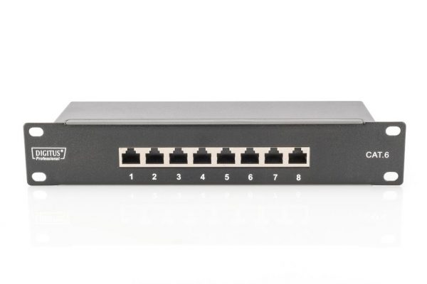  - Incom Group
 Patch panel DIGITUS 10" 8-portów RJ-45 Kat.6 ekranowany 1U kompletny LSA, wspornik kablowy, czarny 4016032241577