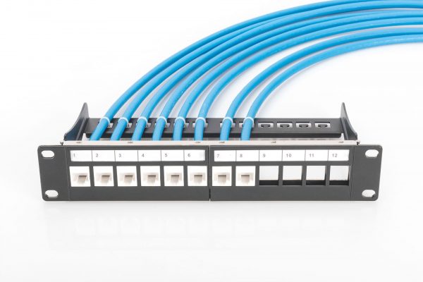 Patch panel pusty DIGITUS 10" 12 port 1U do modułów keystone (RAL 9005) 4016032280804  - Incom Group
