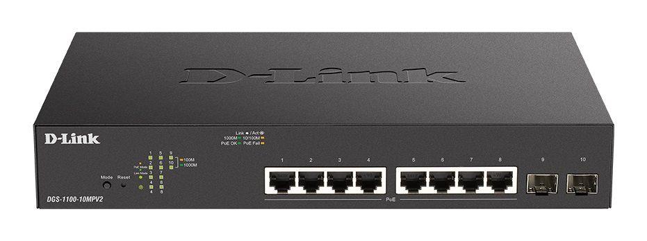  Switch zarządzalny D-Link DGS-1100-10MPV2 8x1000PoE 2xSFP Mbps Gigabit  - Incom Group
