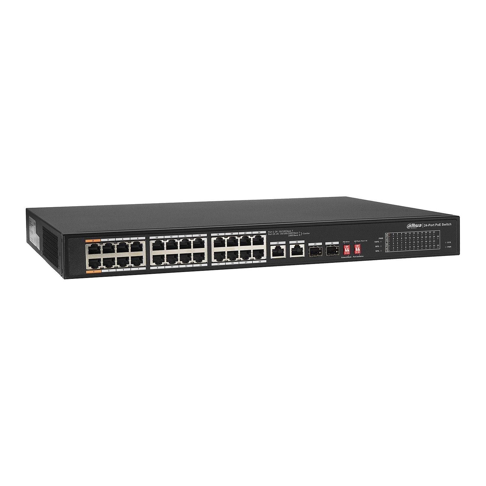  - Incom Group
 6939554951114 Switch niezarządzalny Dahua PFS3226-24ET-240 24x10/100 PoE, 2xRJ45 10/100/1000Mbps / SFP 1000 Mbps Combo