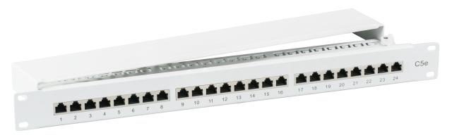  - Incom Group
 Patch panel EFB-Elektronik 37668.1M, 24 porty RJ45 Cat5e STP, 1U, z tacką na kable i z pokrywą, szary 4049759186364