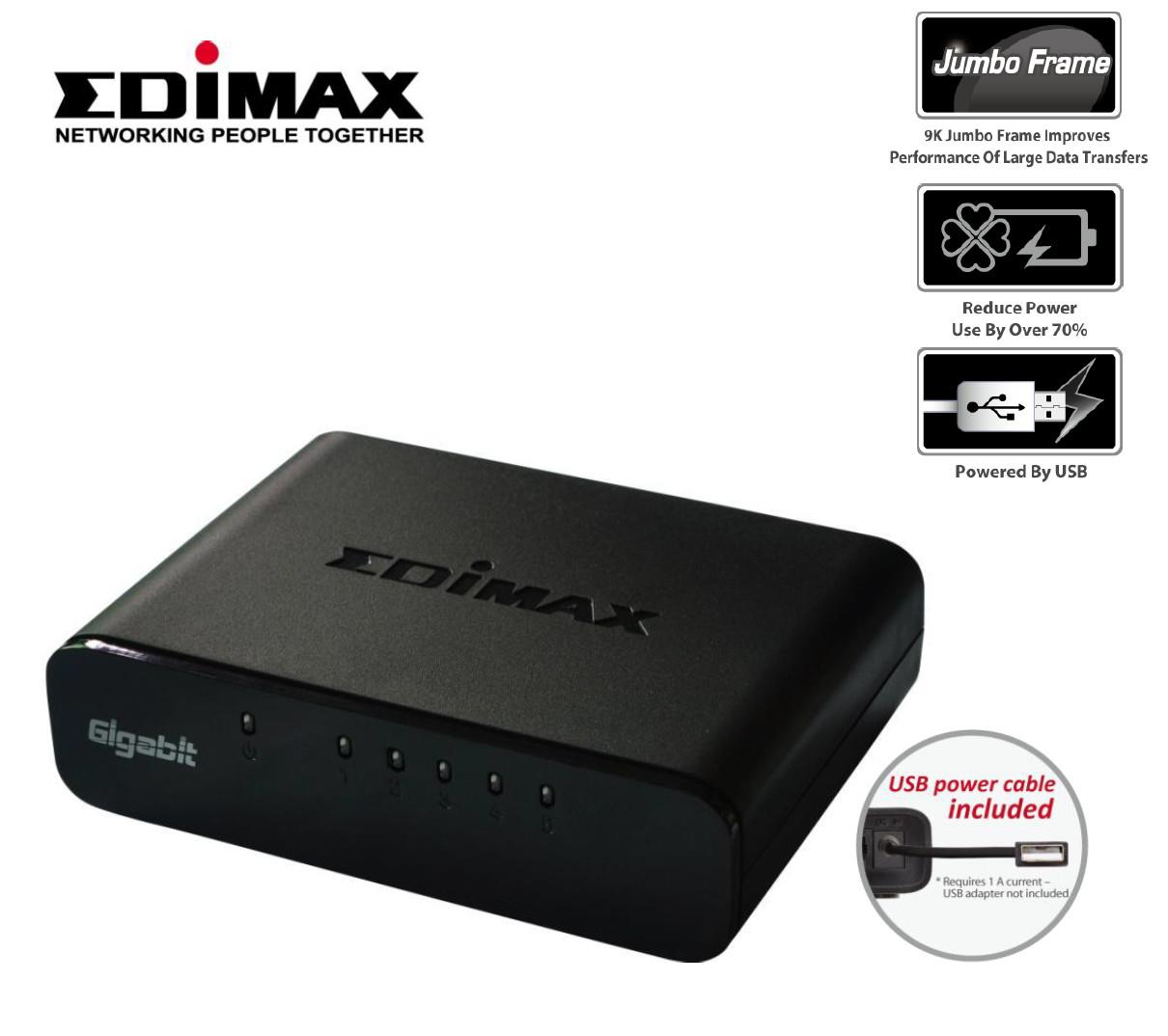 Switch niezarządzalny Edimax ES-5500G V3 5x10/100/1000 Mbps USB  - Incom Group
 4710700929742