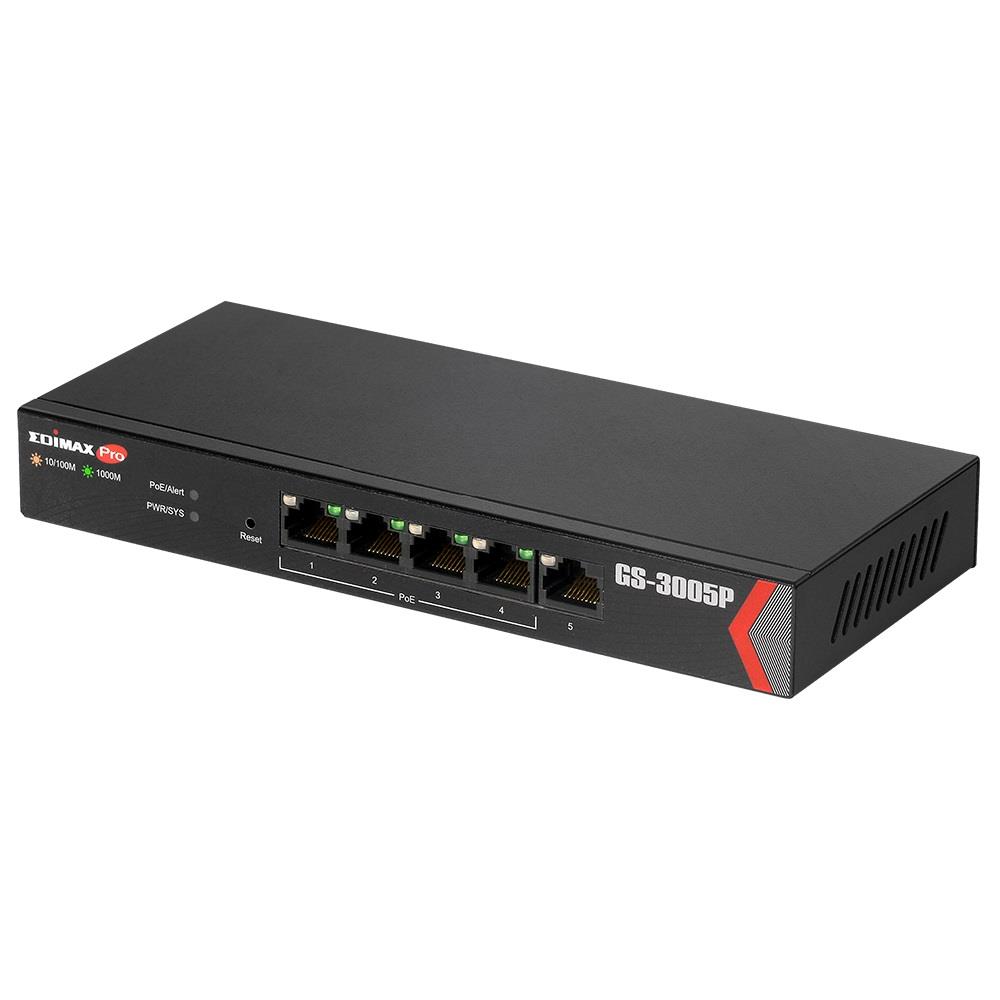  - Incom Group
 Switch zarządzalny Edimax GS-3005P 1x10/100/1000 4x10/100/1000 PoE+ Web Smart 4717964702807