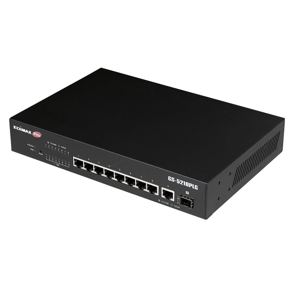 Switch zarządzalny Edimax GS-5210PLG 10-port gigabit PoE+ Web Smart z 1x Gigabit Combo SFP 4717964704771  - Incom Group
