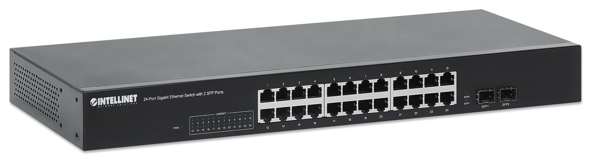 0766623561877 Switch niezarządzalny Intellinet 24x 10/100/1000 Mbps + 2x SFP  - Incom Group
