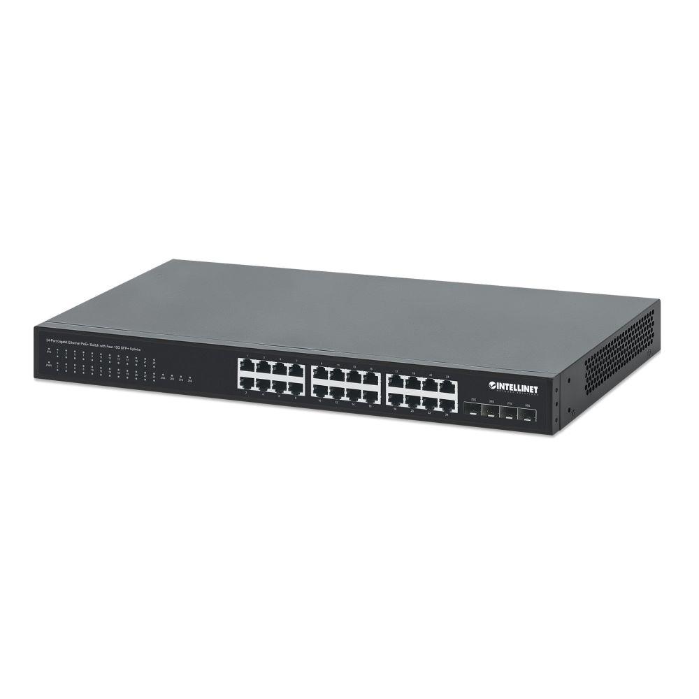 Switch niezarządzalny Intellinet 24x 10/100/1000 Mbps PoE+ 370W + 4x SFP+ 10G Uplink, Rack 19"  - Incom Group
 0766623561761