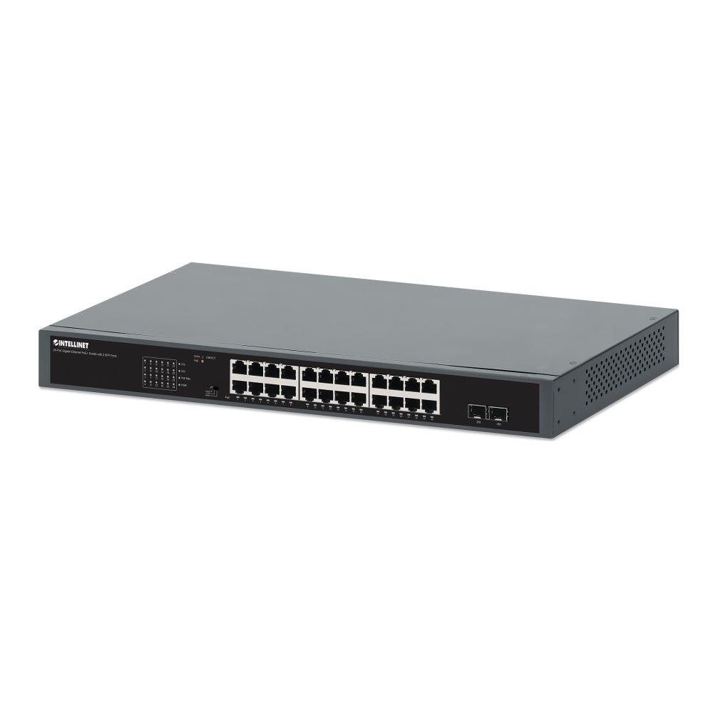 Switch niezarządzalny Intellinet 24x 10/100/1000 Mbps PoE+ 370W + 2x SFP, Rack 19" 0766623561907  - Incom Group
