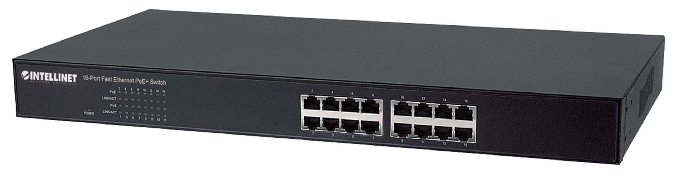 0766623560849 Switch niezarządzalny Intellinet 16x 10/100 Mbps PoE+ 240W Rack 19"  - Incom Group
