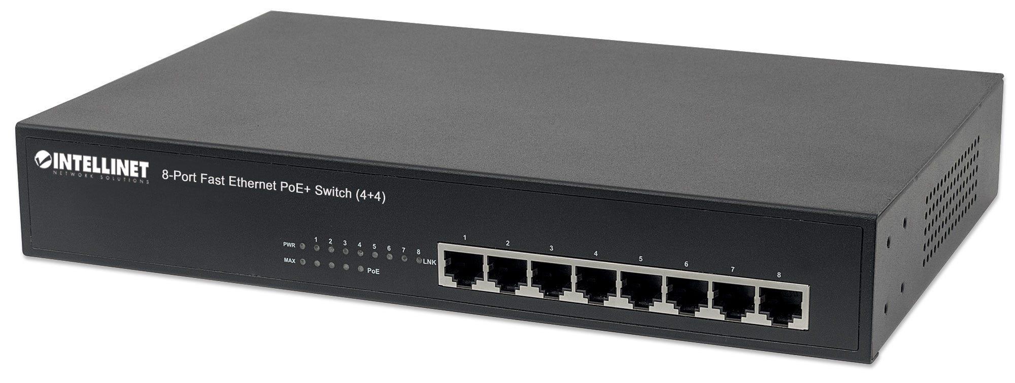 0766623561075 Switch niezarządzalny Intellinet 8x 10/100 Mbps w tym 4x PoE+ 70W Desktop/Rack 19"  - Incom Group
