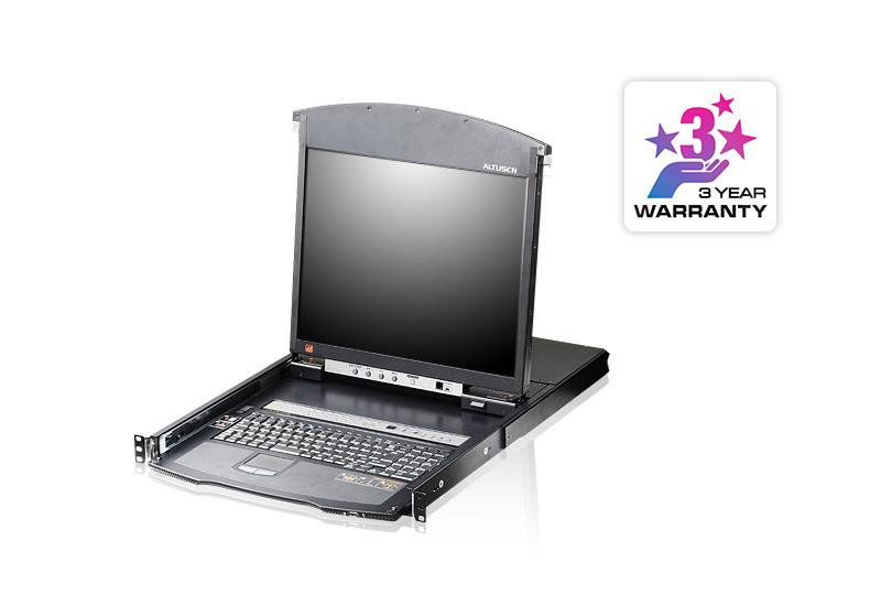 4719264642593  - Incom Group
 Konsola LCD 17" KVM ATEN KL1508AIM (KL1508AIM-AXA-AG) Dual Rail 8-port. kat.5 over IP