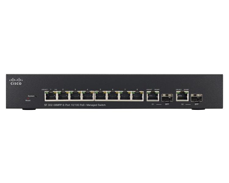  - Incom Group
 0882658594649 Switch zarządzalny Cisco SF302-08PP 8x10/100 PoE+ 2xSFP Combo