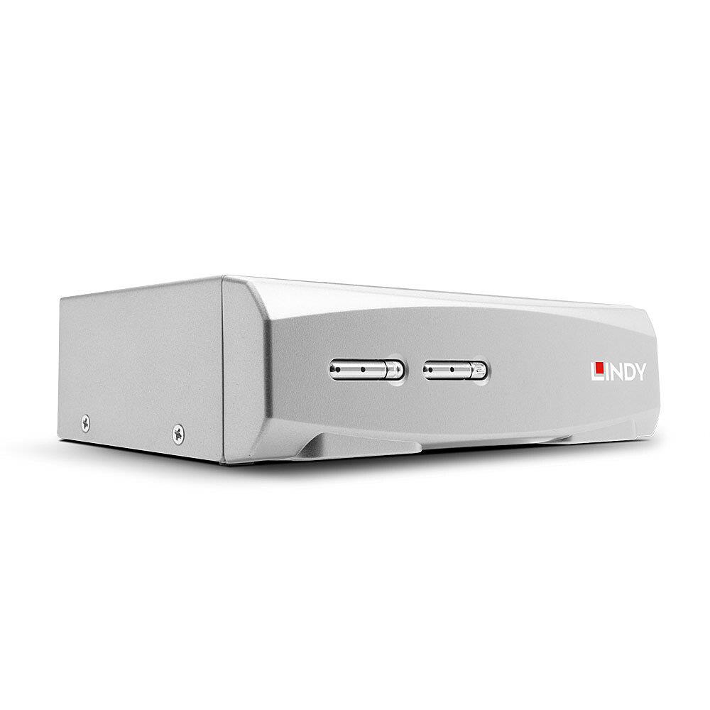 Przełącznik KVM LINDY 2-portowy HDMI 4K60, USB 2.0 & Audio Silver  - Incom Group
 4002888393072