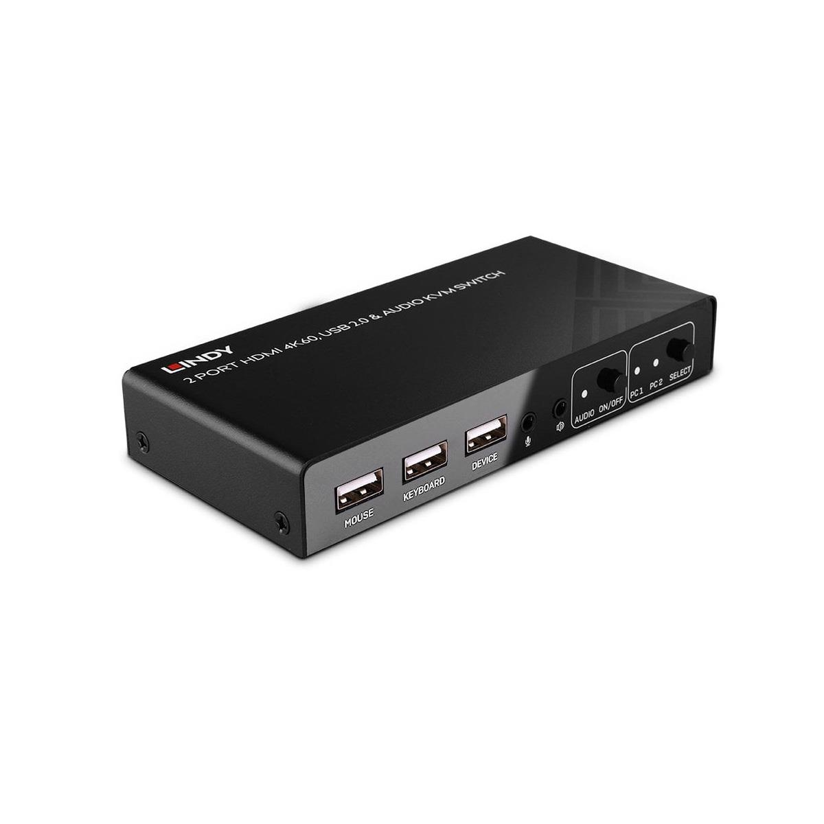 4002888328098  - Incom Group
 Przełącznik KVM LINDY 2-portowy HDMI 4K60, USB 2.0 & Audio Black